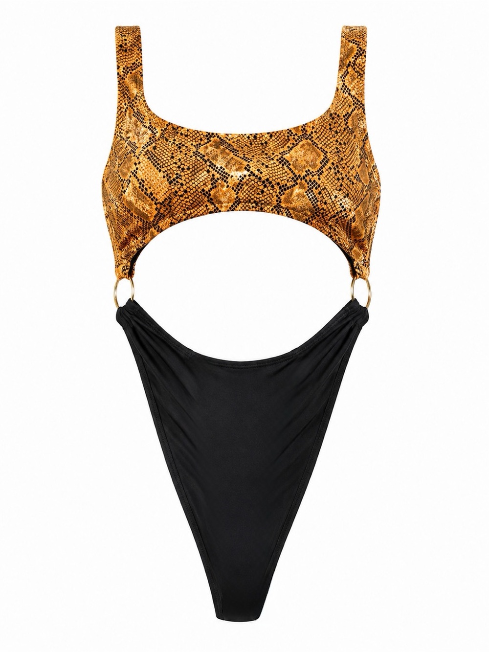 Yandy Snake Print & Black Cutout One-Piece Swimsuit Size XL NEW
